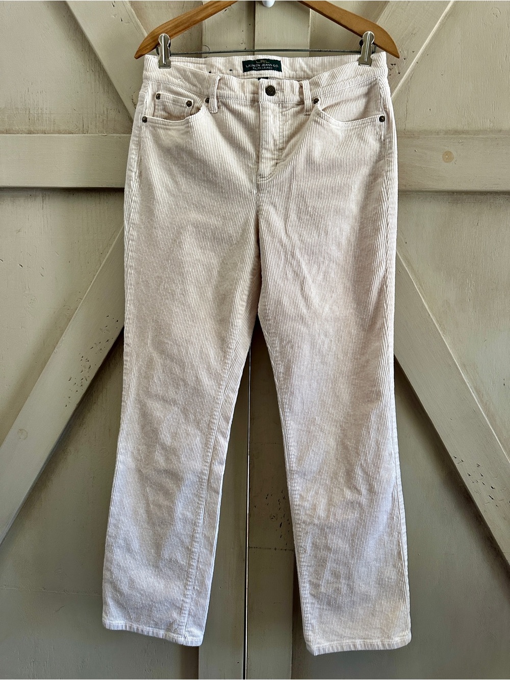Lauren Ralph Lauren Ivory Corduroy Classic Straight Leg Pants Women’s Size 10